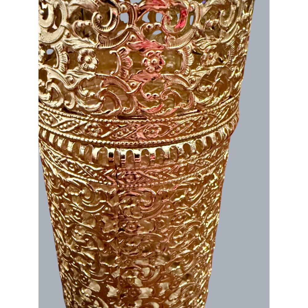 Vintage Hollywood Regency Gold Filigree Hairspray Holder-Candle-Vanity-Brush-Spa - Picture 5 of 8